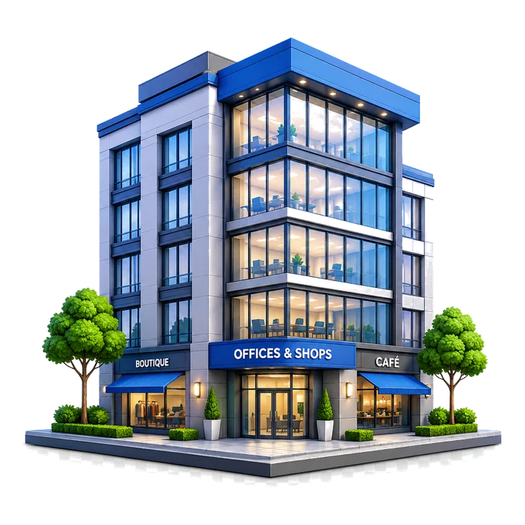 Offices and shops illustration