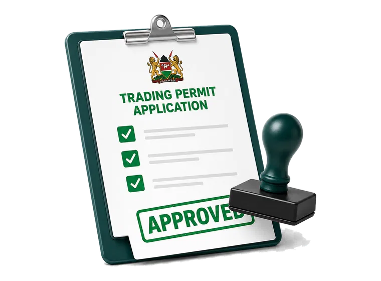 Trading permit application with approved stamp