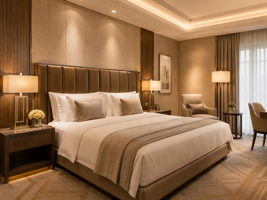 Luxury modern hotel bedroom interior