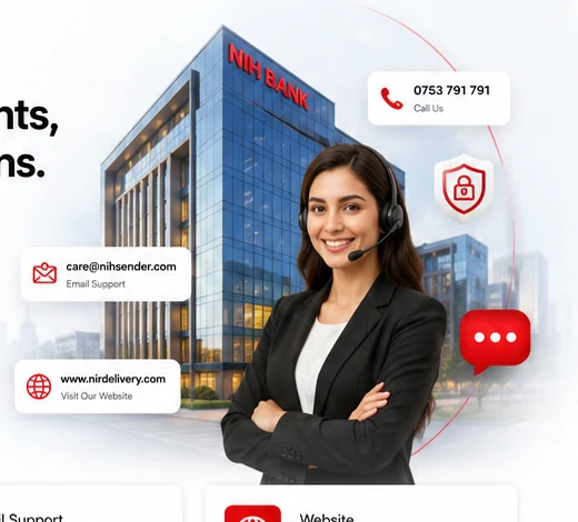 NIH Bank office, customer support representative and contact cards